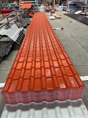 1040mm Width Synthetic Resin Roof Tile Asa Coated Pvc Material Spanish Style