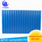 Wave Pattern Sound Proof PVC Roof Tiles / Blue Corrugated Plastic Roofing